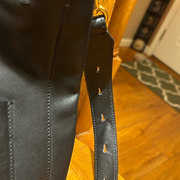 Cole Haan Black and Gold Leather Shoulder Bag with Adjustable Strap - Picture 4 of 14